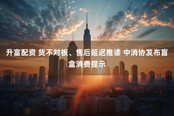 升富配资 货不对板、售后延迟推诿 中消协发布盲盒消费提示