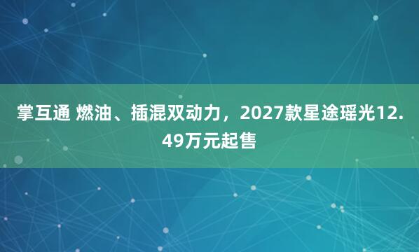 掌互通 燃油、插混双动力,2027款星途瑶光12.49万元起售