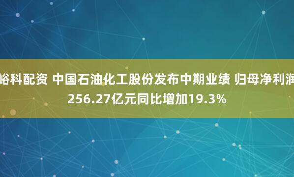 峪科配资 中国石油化工股份发布中期业绩 归母净利润256.27亿元同比增加19.3%